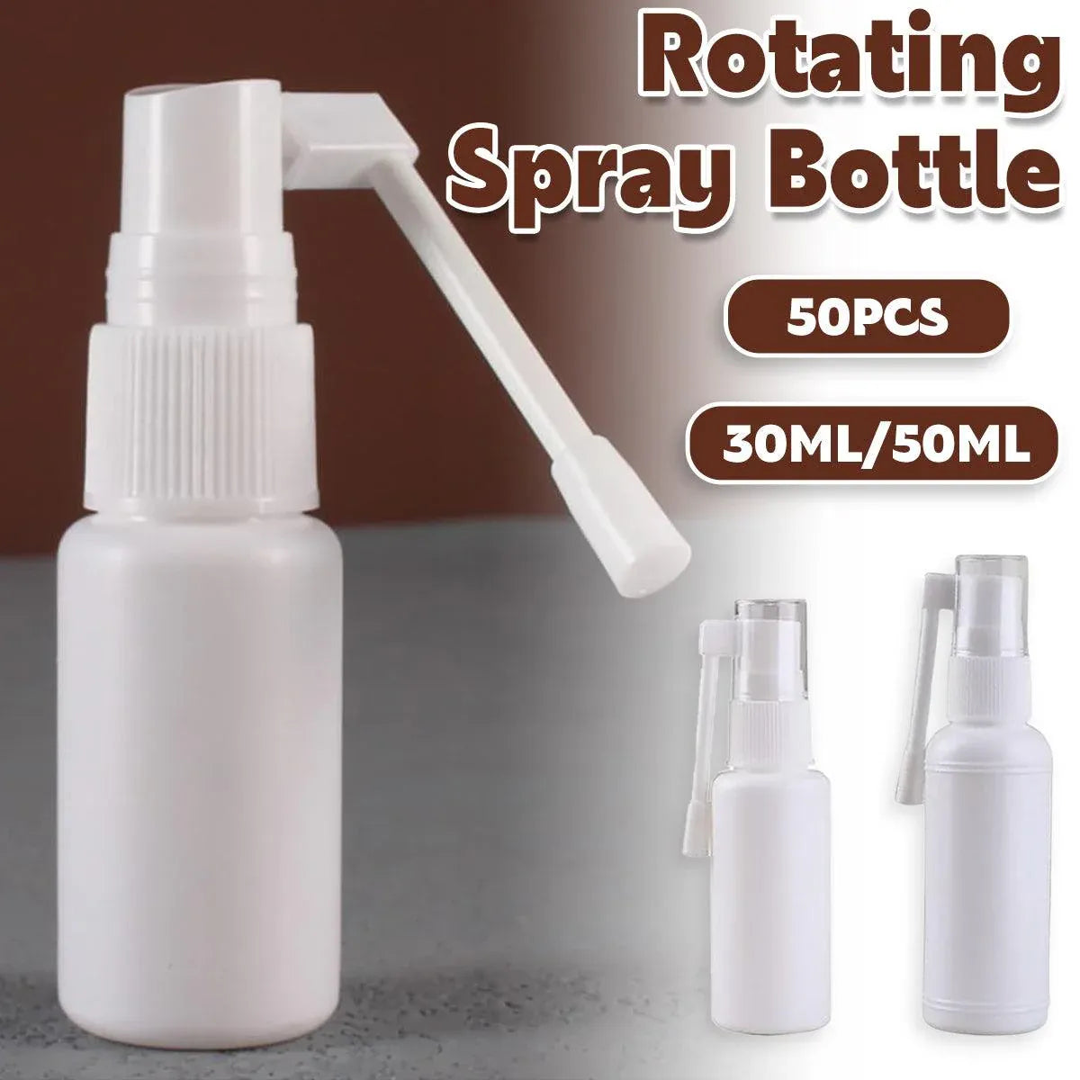 50PCS Rocker Sprayer 360 Degree Spray Bottle Small White Refillable Mist Container - 50ML
