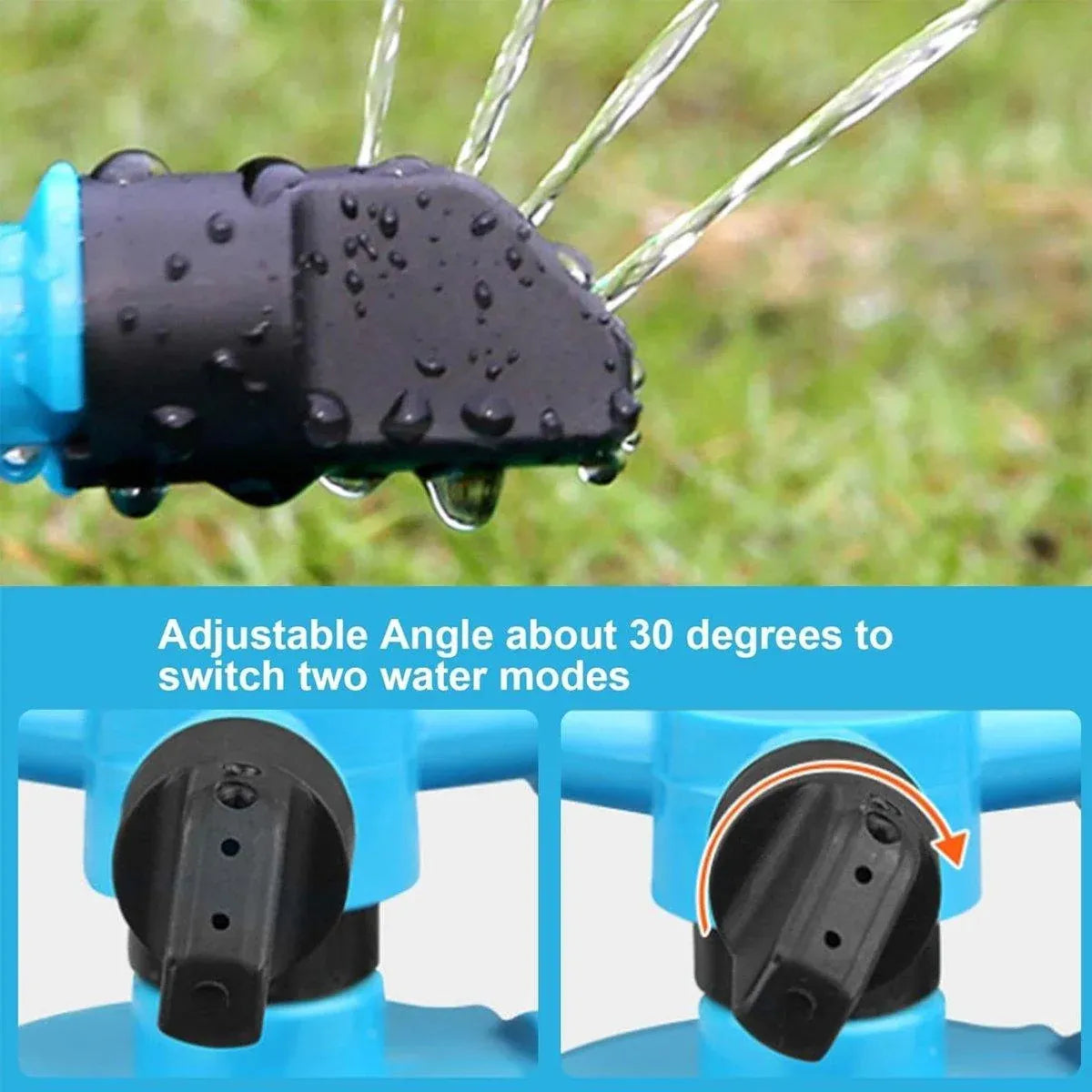 Small Disc Sprinkler 360 Degree Rotating Garden Sprayer Three Prong Spray Water - Green
