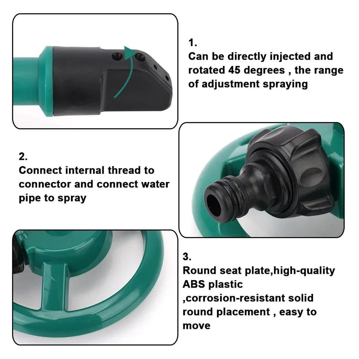 Small Disc Sprinkler 360 Degree Rotating Garden Sprayer Three Prong Spray Water - Green