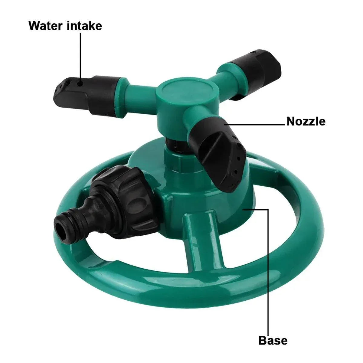 Small Disc Sprinkler 360 Degree Rotating Garden Sprayer Three Prong Spray Water - Green