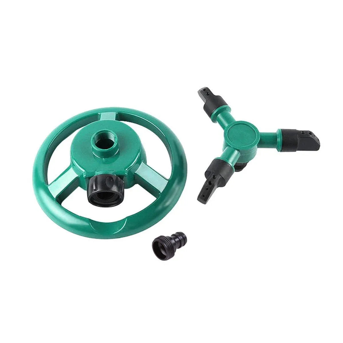 Small Disc Sprinkler 360 Degree Rotating Garden Sprayer Three Prong Spray Water - Green