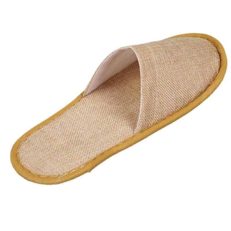 50 Pairs SPA Hotel Guest Slippers Closed Toe Disposable Terry Style Linen - Khaki
