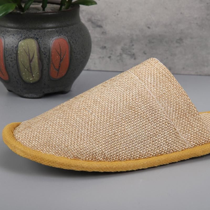 50 Pairs SPA Hotel Guest Slippers Closed Toe Disposable Terry Style Linen - Khaki