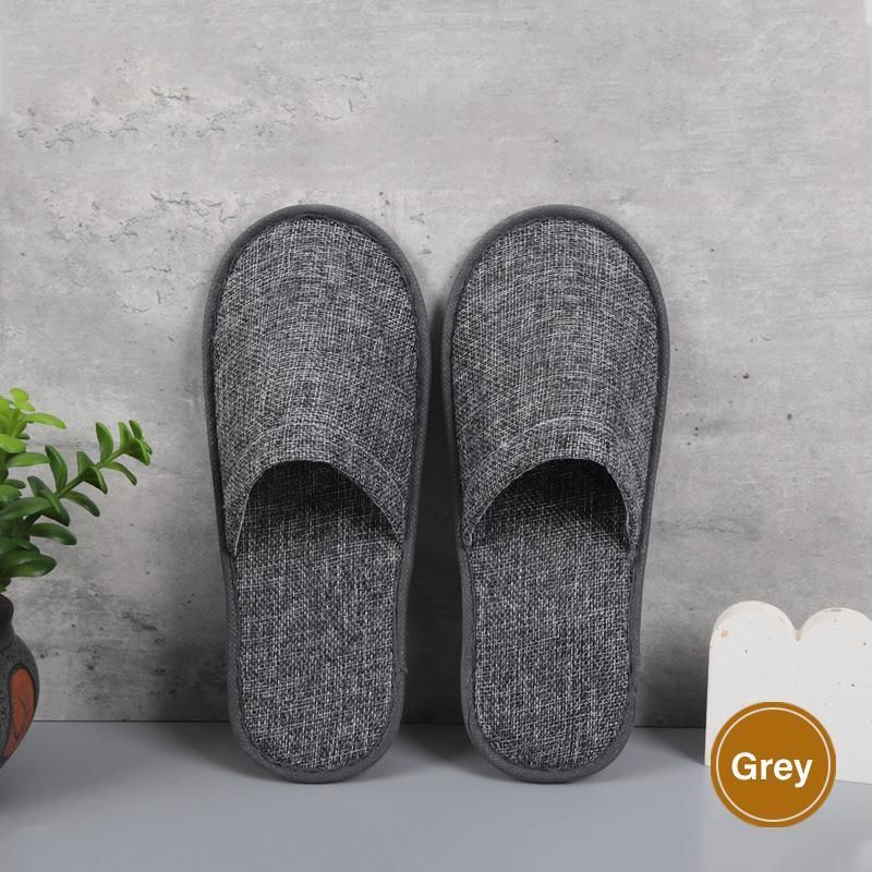 50 Pairs SPA Hotel Guest Slippers Closed Toe Disposable Terry Style Linen - Khaki