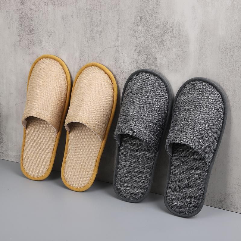 50 Pairs SPA Hotel Guest Slippers Closed Toe Disposable Terry Style Linen - Khaki