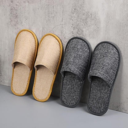 50 Pairs SPA Hotel Guest Slippers Closed Toe Disposable Terry Style Linen - Khaki