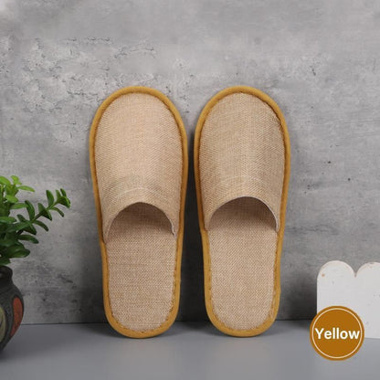 50 Pairs SPA Hotel Guest Slippers Closed Toe Disposable Terry Style Linen - Khaki