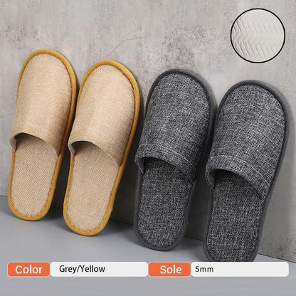 50 Pairs SPA Hotel Guest Slippers Closed Toe Disposable Terry Style Linen - Khaki