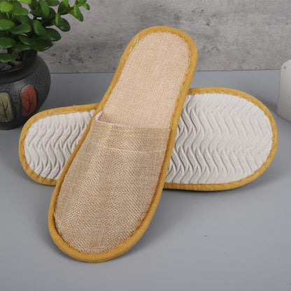 50 Pairs SPA Hotel Guest Slippers Closed Toe Disposable Terry Style Linen - Khaki