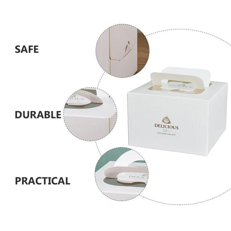 30PCS White Portable Cake Boxes Display Window Packing Case Party with Handle Birthday - 12 inch