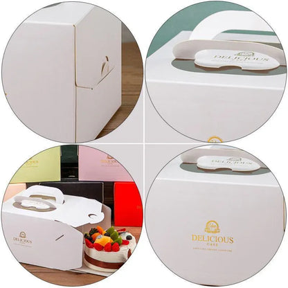 30PCS Grey Portable Cake Boxes Display Window Packing Case with Handle Birthday - 8 inch