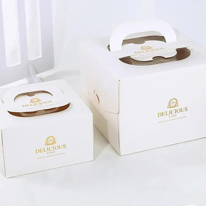 30PCS Grey Portable Cake Boxes Display Window Packing Case with Handle Birthday - 8 inch