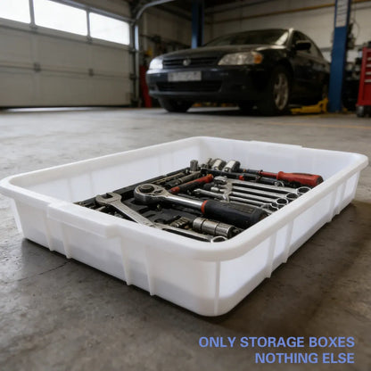 Rectangular Hardware Tool Box Large Capacity Storage Organizer for Garage Use - Blue