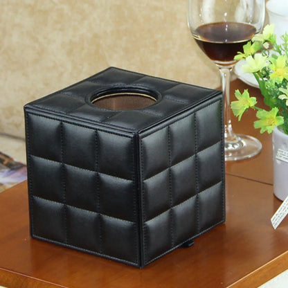 Luxury Leather Square Tissue Box Living Room Hotel Roll Paper Tube Holder - White