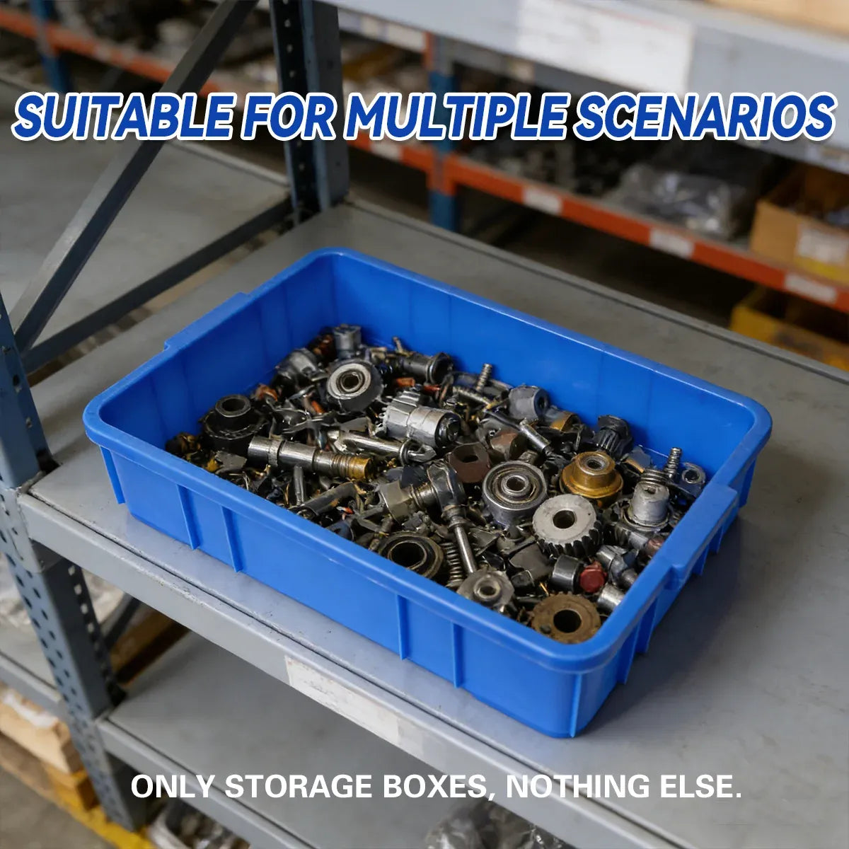 Rectangular Hardware Tool Box Large Capacity Storage Organizer for Garage Use - White