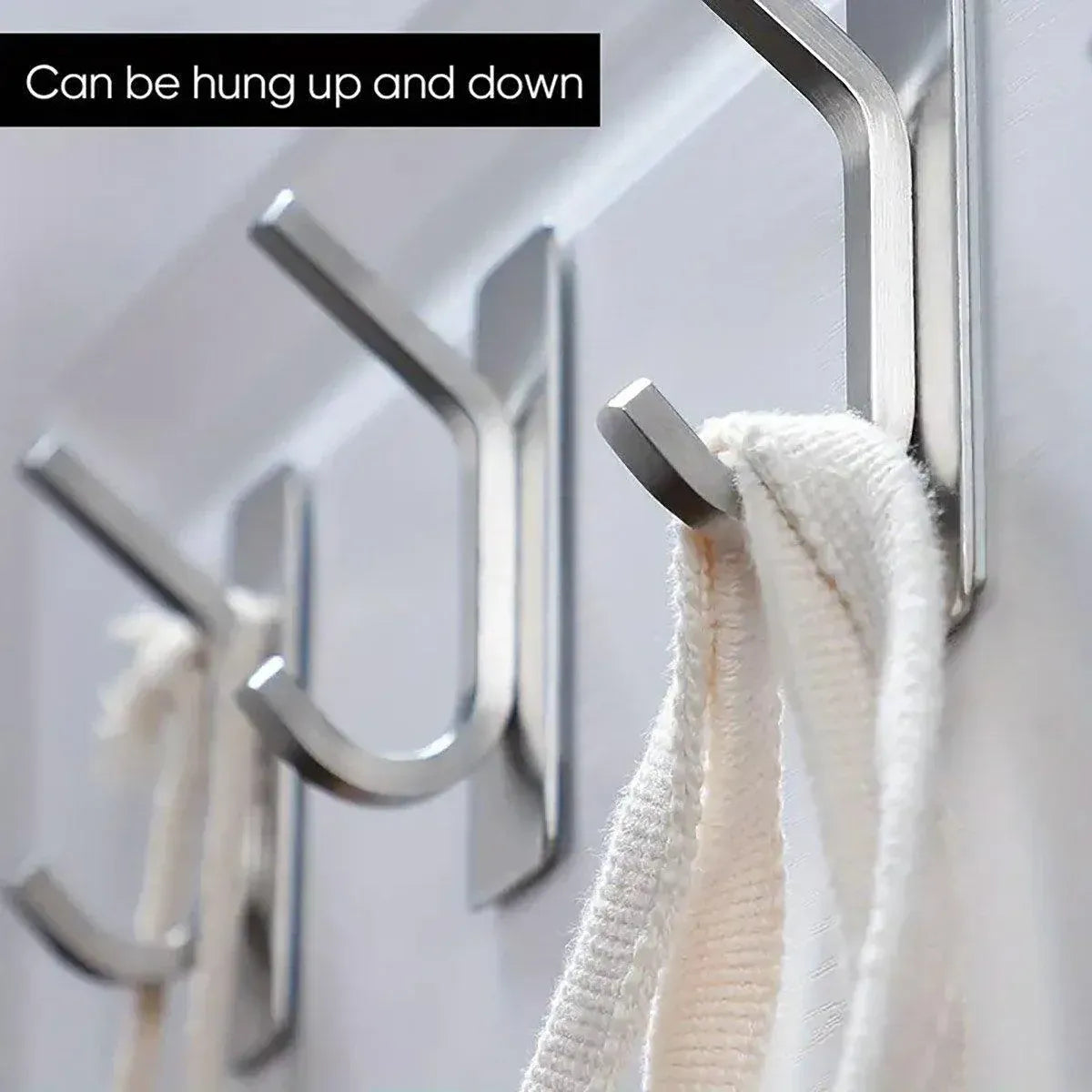 4pcs Stainless Steel Adhesive Hook Towel Hook Bathroom Kitchen Door Coat Hook - Gold