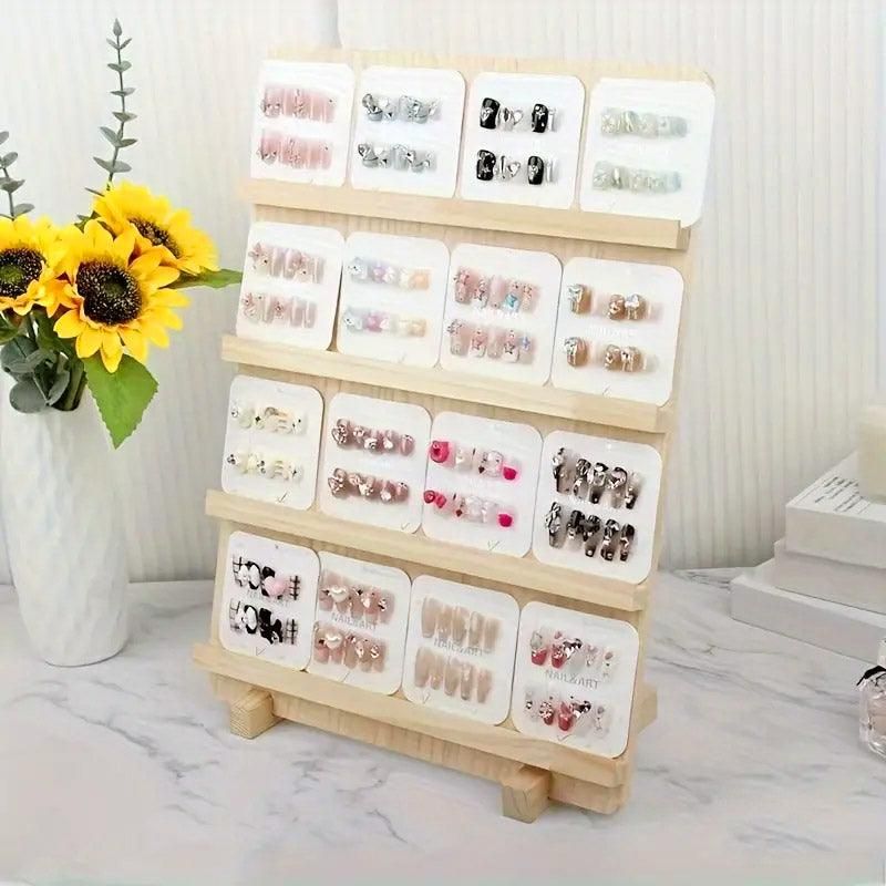 Wooden Earrings Display Rack Multi Tier Jewelry Stand Organizer Earrings Holder - 4-Tier
