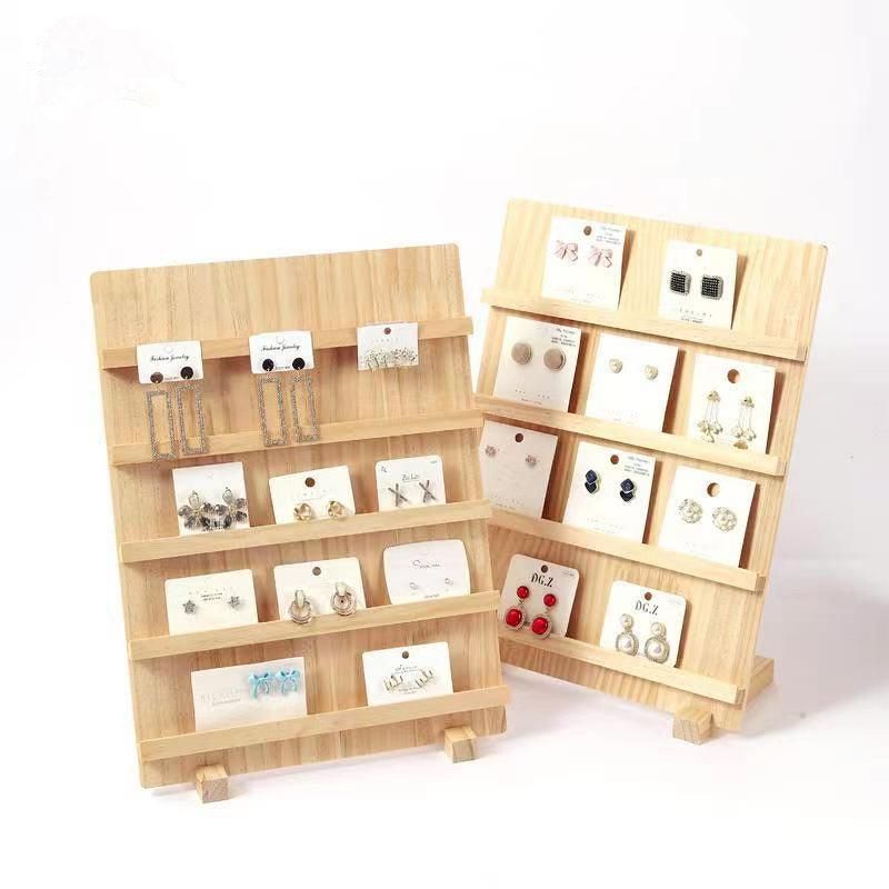 Wooden Earrings Display Rack Multi Tier Jewelry Stand Organizer Earrings Holder - 4-Tier