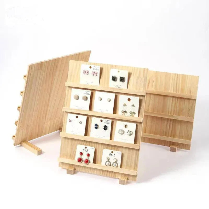 Wooden Earrings Display Rack Multi Tier Jewelry Stand Organizer Earrings Holder - 4-Tier