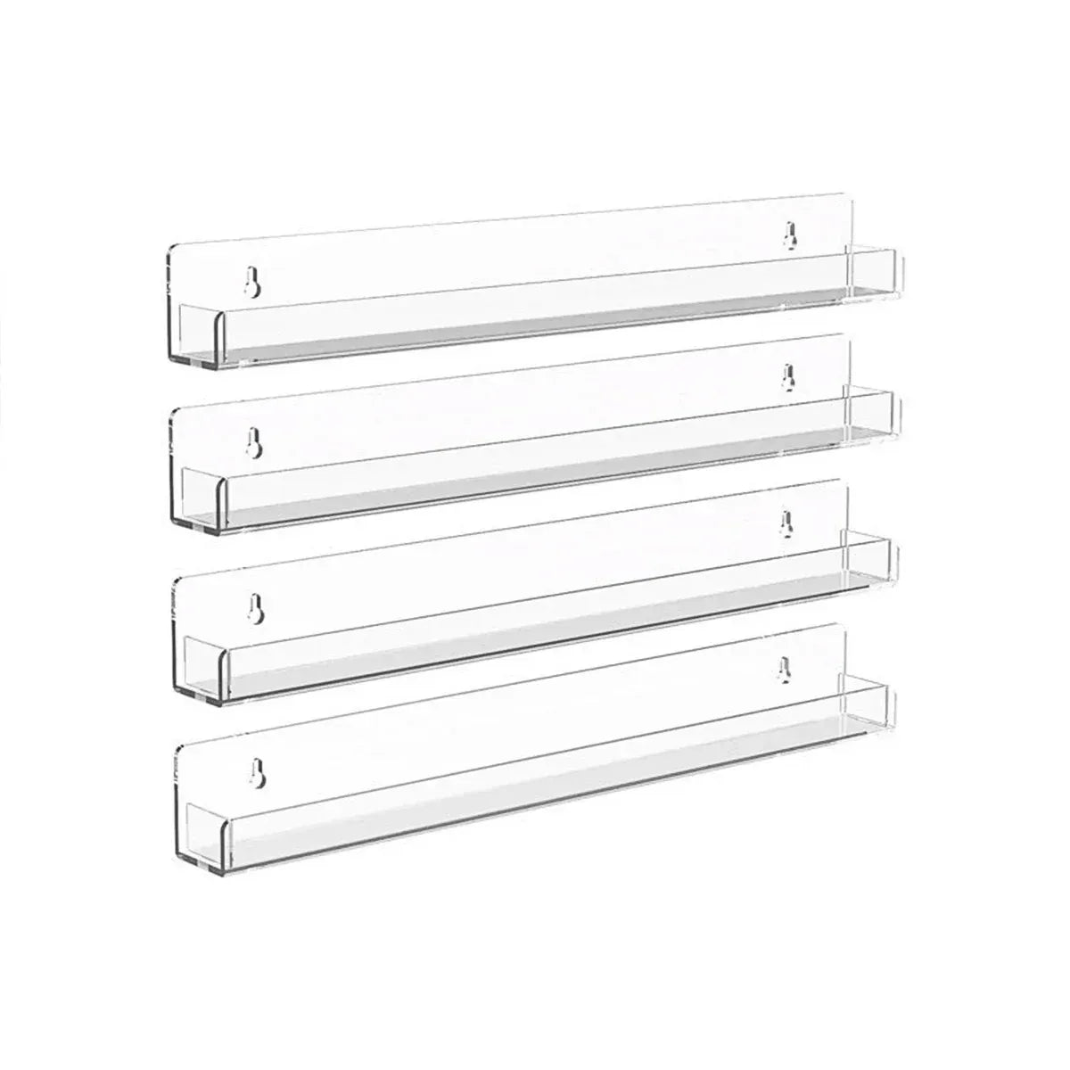 Acrylic Wall Shelves Set 4PCS Floating Display Storage Racks Clear for Home Use - Transparent