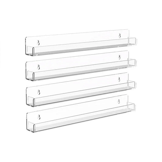 Acrylic Wall Shelves Set 4PCS Floating Display Storage Racks Clear for Home Use - Transparent