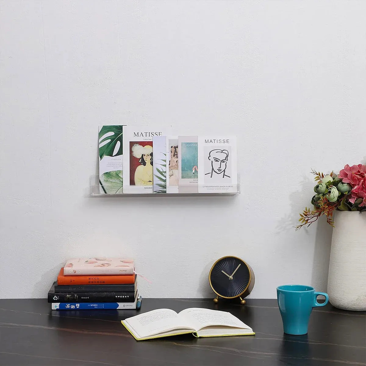 Acrylic Wall Shelves Set 4PCS Floating Display Storage Racks Clear for Home Use - Transparent