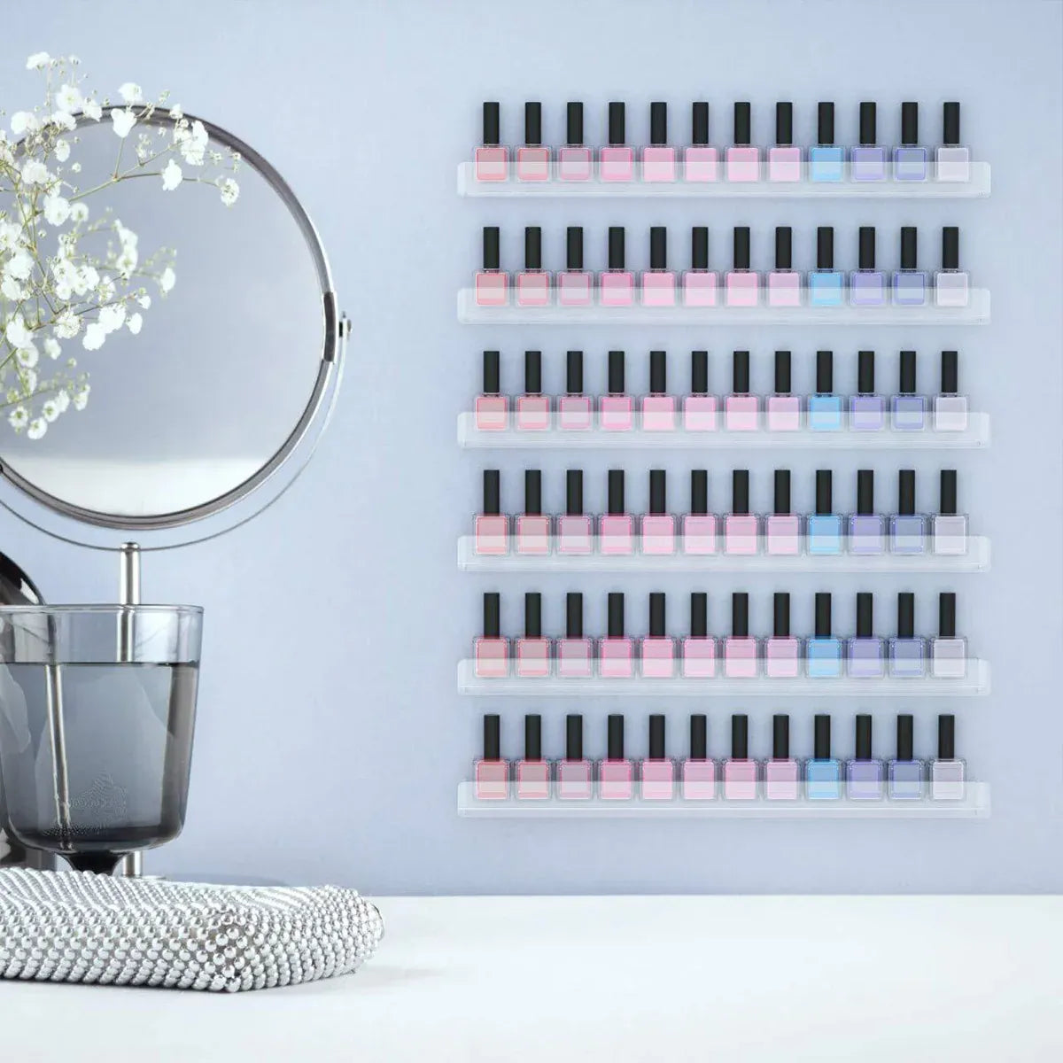 Acrylic Wall Shelves Set 4PCS Floating Display Storage Racks Clear for Home Use - Transparent