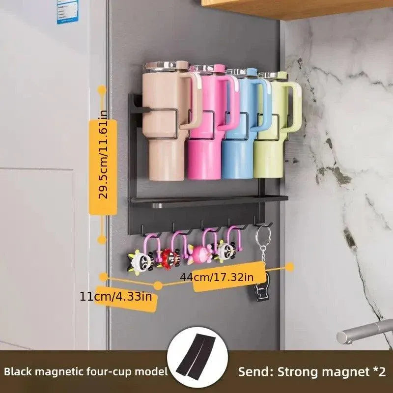 Magnetic Mug Organizer Cup Holder Wall Mount Storage for Kitchen Office Home Use - White