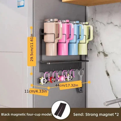 Magnetic Mug Organizer Cup Holder Wall Mount Storage for Kitchen Office Home Use - White