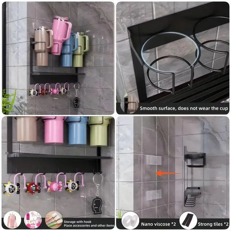 Magnetic Mug Organizer Cup Holder Wall Mount Storage for Kitchen Office Home Use - White