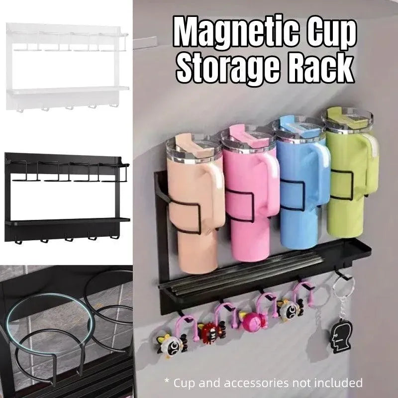 Magnetic Mug Organizer Cup Holder Wall Mount Storage for Kitchen Office Home Use - White