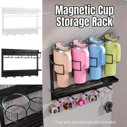 Magnetic Mug Organizer Cup Holder Wall Mount Storage for Kitchen Office Home Use - White