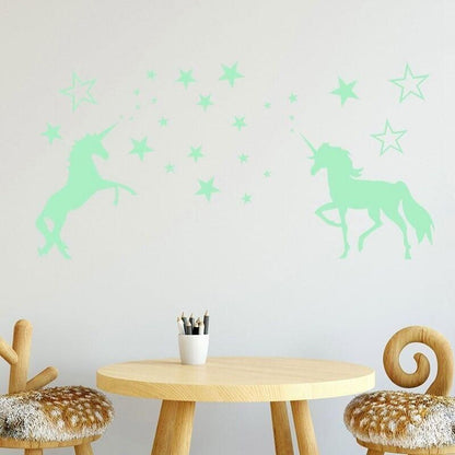 Glow In The Dark Unicorn Wall Stickers Stars Bedroom DIY Decor