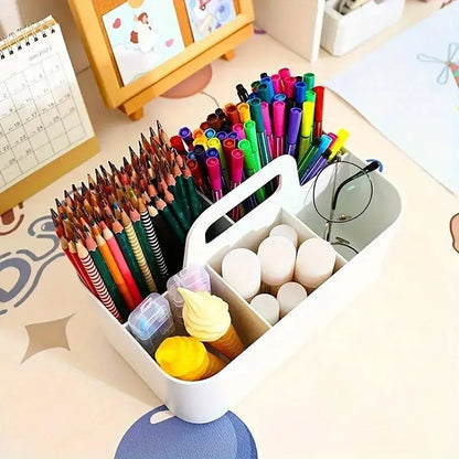Multi Functional Desktop Organizer Compartmentalized Storage Box Portable Basket - Pink