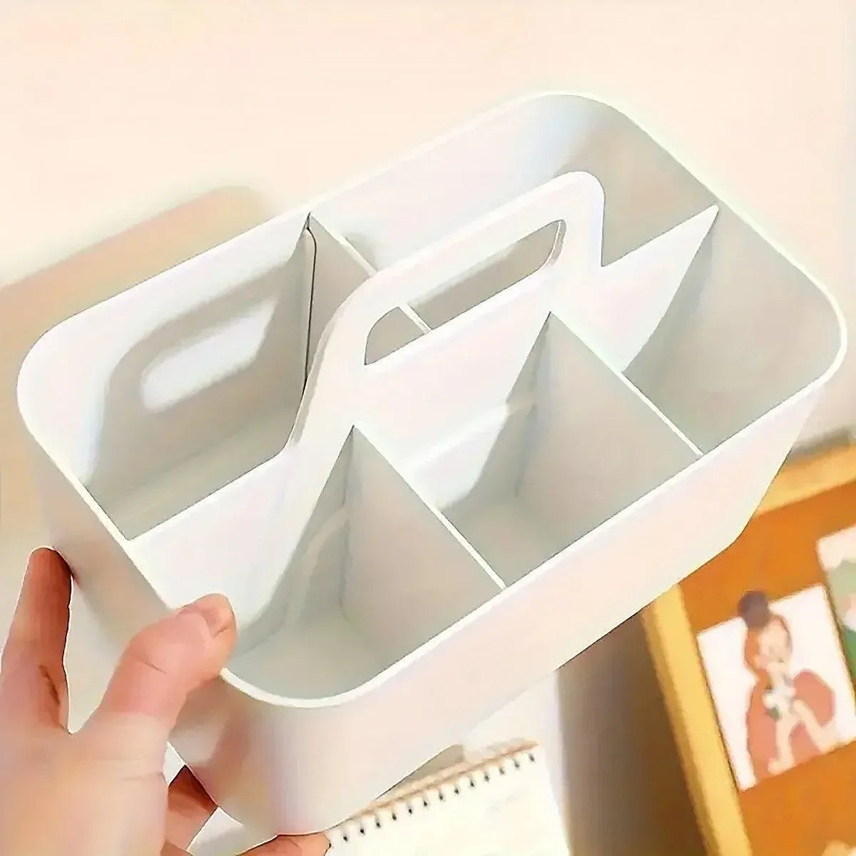 Multi Functional Desktop Organizer Compartmentalized Storage Box Portable Basket - Pink