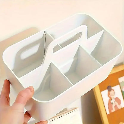 Multi Functional Desktop Organizer Compartmentalized Storage Box Portable Basket - Pink