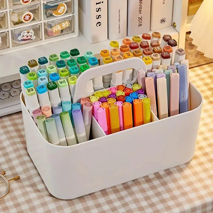 Multi Functional Desktop Organizer Compartmentalized Storage Box Portable Basket - Pink