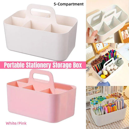 Multi Functional Desktop Organizer Compartmentalized Storage Box Portable Basket - Pink