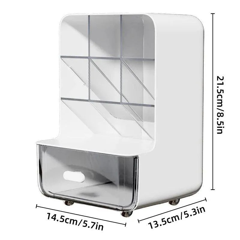 Slant Plug Pen Holder Stationery Organizer Desktop Clutter Storage Office Desk - White