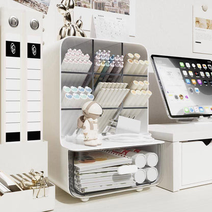Slant Plug Pen Holder Stationery Organizer Desktop Clutter Storage Office Desk - White