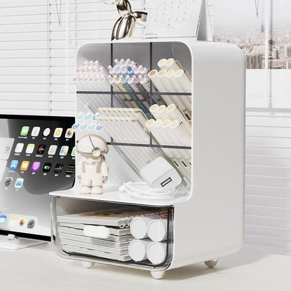 Slant Plug Pen Holder Stationery Organizer Desktop Clutter Storage Office Desk - White