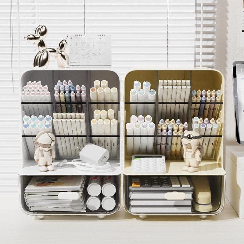 Slant Plug Pen Holder Stationery Organizer Desktop Clutter Storage Office Desk - White