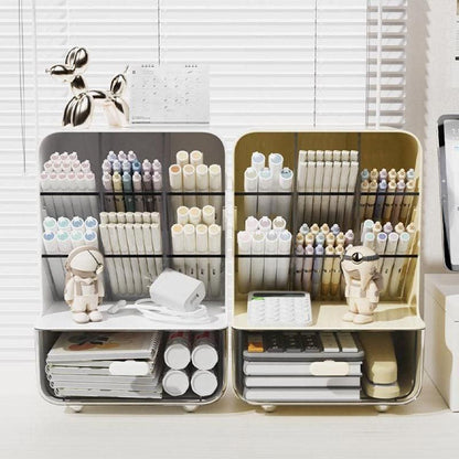 Slant Plug Pen Holder Stationery Organizer Desktop Clutter Storage Office Desk - White