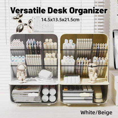 Slant Plug Pen Holder Stationery Organizer Desktop Clutter Storage Office Desk - White