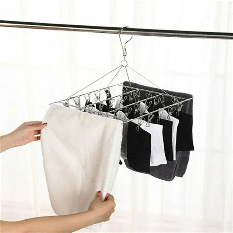 30/40/55 Pegs Stainless Steel Laundry Sock Underwear Clothes Dryer Rack Hanger - 55Pegs
