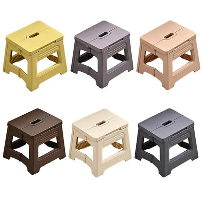 Portable Outdoor Plastic Folding Stool Lightweight Foldable For Camping Picnic - Brown