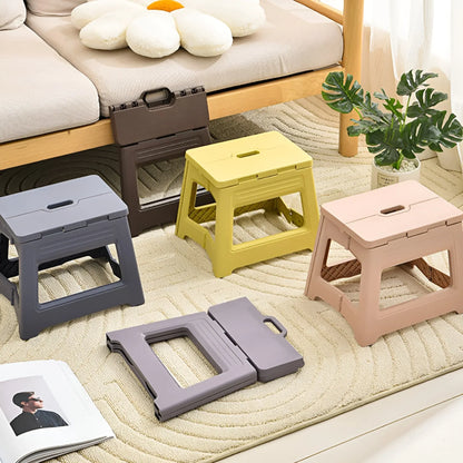 Portable Outdoor Plastic Folding Stool Lightweight Foldable For Camping Picnic - Brown