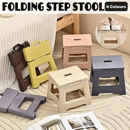 Portable Outdoor Plastic Folding Stool Lightweight Foldable For Camping Picnic - Pink