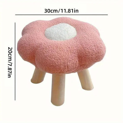 Small Flower Short Stool for Entryway or Living Room Shoe Bench or Footrest - Blue