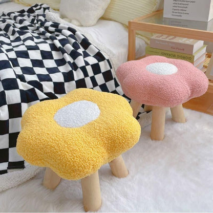 Small Flower Short Stool for Entryway or Living Room Shoe Bench or Footrest - Blue